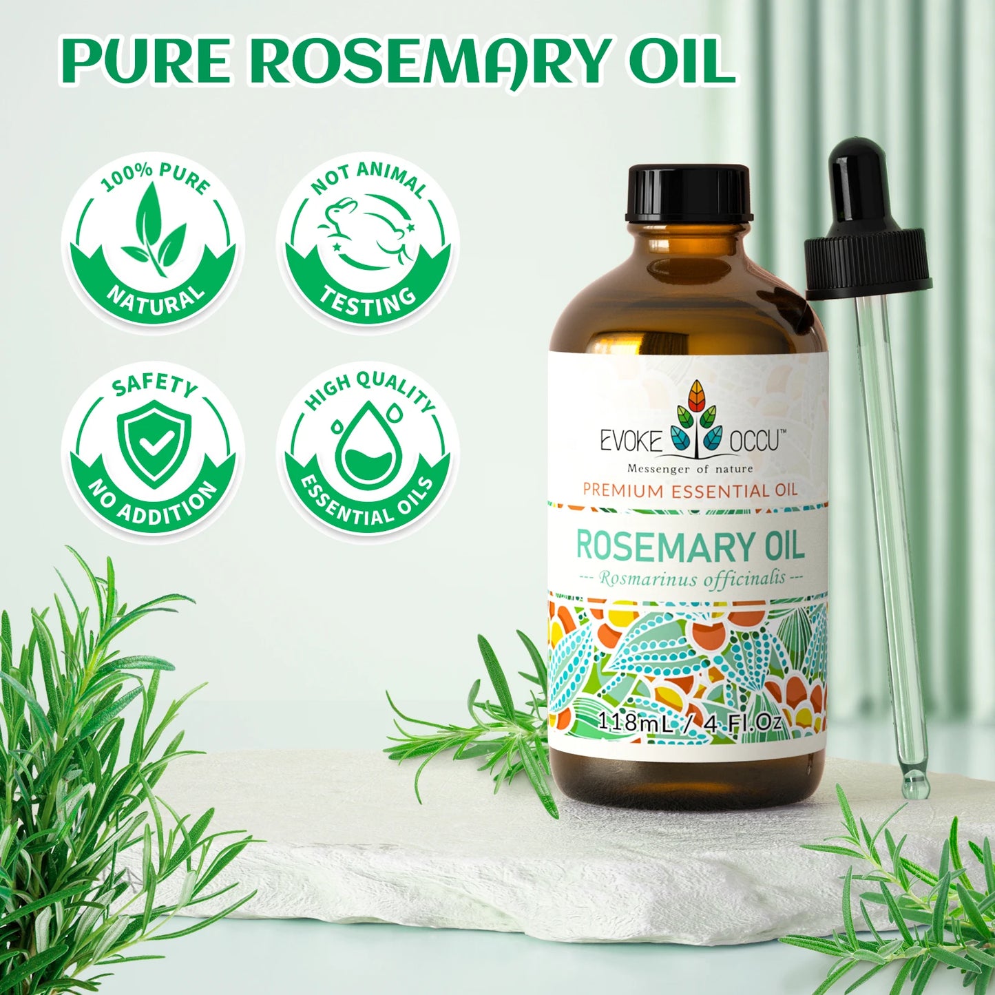 GlowOil™ Romarin – Diffuseur, Soin Cheveux & Peau, Humidificateur & Ambiance Fraîche