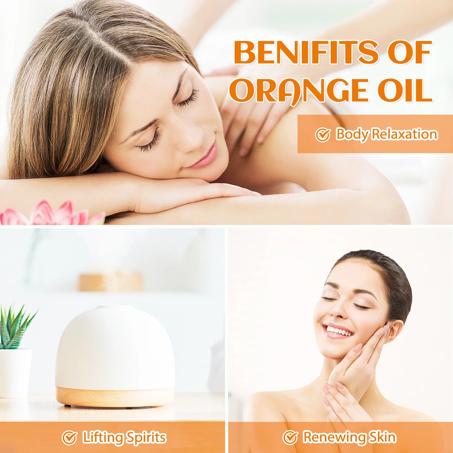 GlowOil™ Orange Douce – Diffuseur, Massage & Ambiance Fraîche